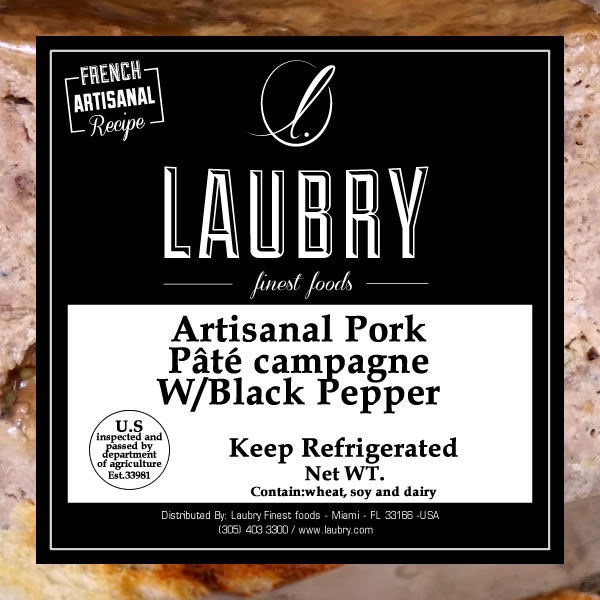 LAUBRY Small Pâté Campagne W/Black Pepper (Pork) +/- 200gr